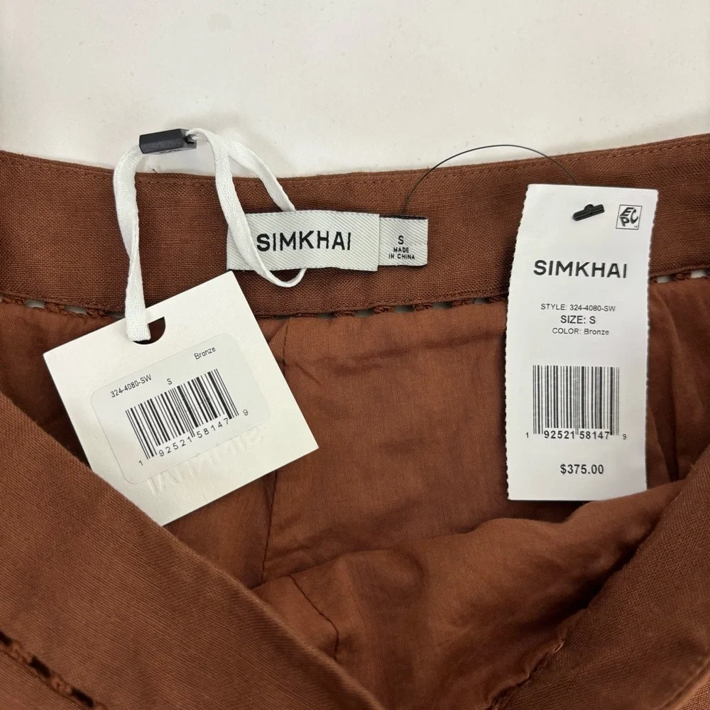 SIMKHAI Colley Cropped Straight Leg Pant in Bronze Size S